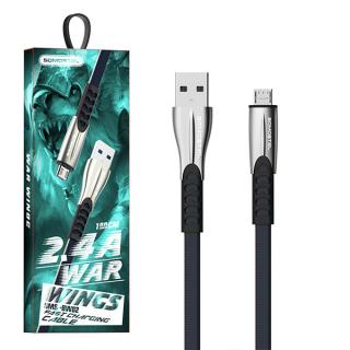 KABEL USB MICRO 2.4A SOMOSTEL NIEBIESKI 2400mAh QUICK CHARGER QC 3.0 1M POWERLINE SMS-BW02