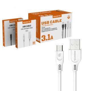 KABEL USB MICRO 3.1A SOMOSTEL BIAŁY 3100mAh QUICK CHARGER QC 3.0 1M POWERLINE SMS-BT09 ECL