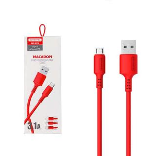 KABEL USB MICRO 3A SOMOSTEL CZERWONY 3100mAh QUICK CHARGER 1.2M POWERLINE SMS-BP06 MACARON