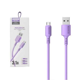 KABEL USB MICRO 3A SOMOSTEL FIOLETOWY 3100mAh QUICK CHARGER 1.2M POWERLINE SMS-BP06 MACARON