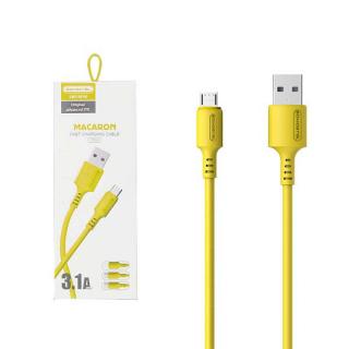 KABEL USB MICRO 3A SOMOSTEL ŻÓŁTY 3100mAh QUICK CHARGER 1.2M POWERLINE SMS-BP06 MACARON