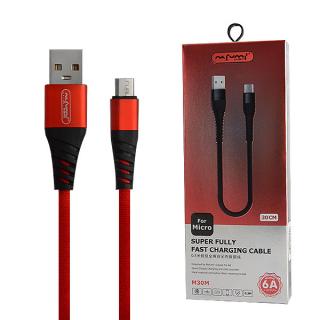 KABEL USB MICRO 6A NAFUMI CZERWONY 6000mAh QUICK CHARGER QC 3.0 30CM NFM-A32