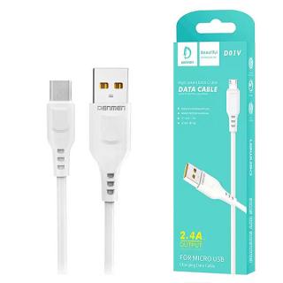 KABEL USB MICRO DENMEN BIAŁY 2.4A 1M D01V