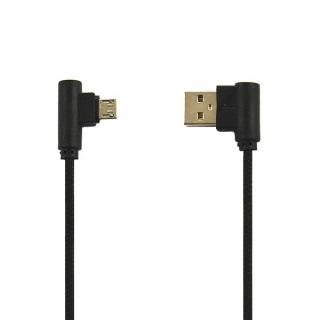 KABEL USB MICRO NYLON CZARNY KĄTOWY PREMIUM 1M