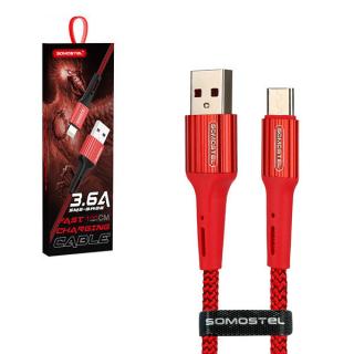 KABEL USB MICRO USB 3.6A SOMOSTEL CZERWONY 3600mAh QUICK CHARGER QC 3.0 1M POWERLINE SMS-BW06