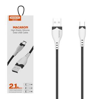 KABEL USB TYP-C 2.1A SOMOSTEL CZARNY 2100mAh QUICK CHARGER 1.2M POWERLINE USB-C SMS-BP04 MACARON