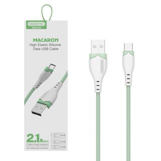 KABEL USB TYP-C 2.1A SOMOSTEL ZIELONY 2100mAh QUICK CHARGER 1.2M POWERLINE USB-C SMS-BP04 MACARON