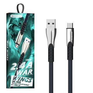 KABEL USB TYP-C 2.4A SOMOSTEL NIEBIESKI 2400mAh QUICK CHARGER QC 3.0 1M POWERLINE SMS-BW02