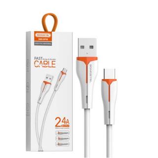 KABEL USB TYP-C 2A SOMOSTEL BIAŁY 2000mAh QUICK CHARGER 1M POWERLINE SMS-BP08