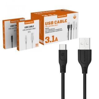 KABEL USB TYP-C 3.1A SOMOSTEL CZARNY 3100mAh QUICK CHARGER QC 3.0 1M POWERLINE SMS-BT09 ECL