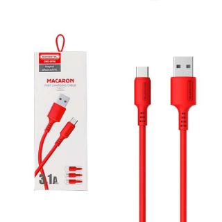 KABEL USB TYP-C 3A SOMOSTEL CZERWONY 3100mAh QUICK CHARGER 1.2M POWERLINE USB-C SMS-BP06 MACARON