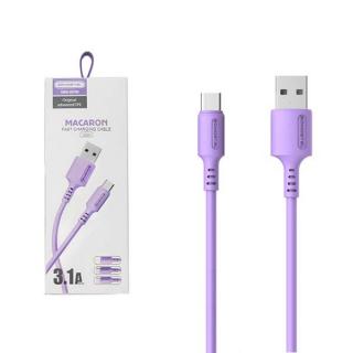 KABEL USB TYP-C 3A SOMOSTEL FIOLETOWY 3100mAh QUICK CHARGER 1.2M POWERLINE USB-C SMS-BP06 MACARON