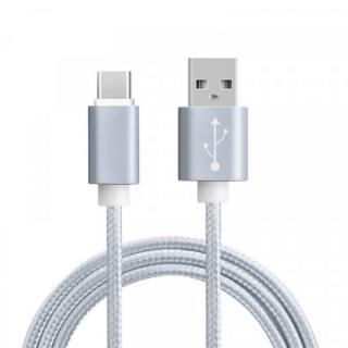 KABEL USB TYP-C NYLON SREBRNY TYP C TYPC USB-C FAST CHARGING QUICK CHARGE