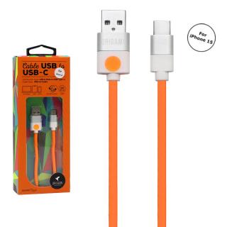 KABEL USB TYP-C ORIGAMI POMARAŃCZOWY GUMOWANY PREMIUM BOX TYP C TYPC 1M IPHONE 15 IPHONE15