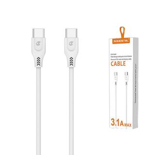 KABEL USB TYP-C TYP-C 3.1A SOMOSTEL BIAŁY 3100mAh QUICK CHARGER QC 3.0 1.2M POWERLINE SMS-BT04 ECL WHITE PD