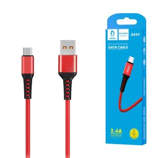 KABEL USB WZMACNIANY OPLOT MICRO DENMEN CZERWONY 1M D02V