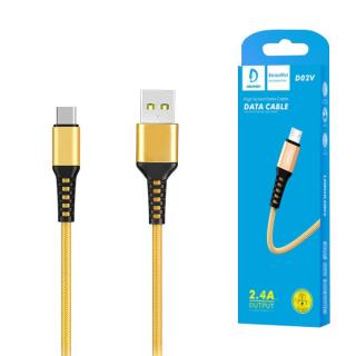 KABEL USB WZMACNIANY OPLOT MICRO DENMEN ZŁOTY 1M D02V