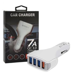 ŁADOWARKA SAMOCHODOWA 4 X USB 7A BIAŁA VEGA FASTON FAST CHARGER  QUICK  4XUSB 3.0 3500mA