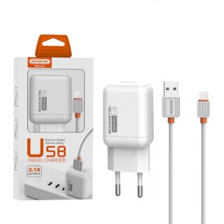 ŁADOWARKA SIECIOWA 2A + KABEL IPHONE BIAŁY SOMOSTEL 2100mA USB-C SMS-A52 10W