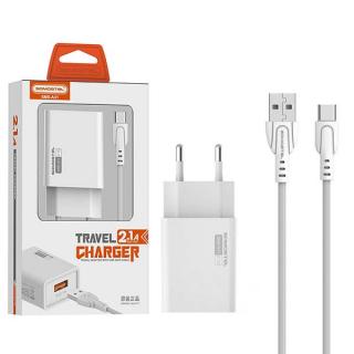 ŁADOWARKA SIECIOWA 2A + KABEL TYP-C BIAŁY SOMOSTEL 2100mA USB-C SMS-A31