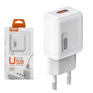 ŁADOWARKA SIECIOWA 2A  USB BIAŁY SOMOSTEL 2100mA 10W SMS-A52 10W