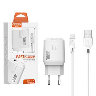 ŁADOWARKA SIECIOWA 3A 18W + KABEL IPHONE BIAŁA  SOMOSTEL 3000mA USB SMS-Q02 FAST CHARGING