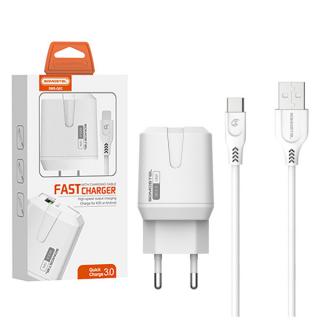 ŁADOWARKA SIECIOWA 3A 18W + KABEL TYP-C BIAŁA USB-C SOMOSTEL 3000mA USB SMS-Q02 FAST CHARGING