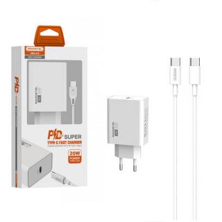 ŁADOWARKA SIECIOWA 3A 20W + KABEL TYP-C BIAŁA SOMOSTEL POWER DELIVERY SMS-A78 PD