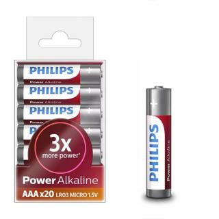 PHILIPS AAA LR03 20SZT BATERIE POWER ALKALINE LR03P20T/10 BATERIA ALKAICZNA