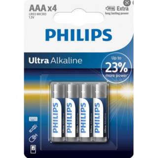 PHILIPS AAA LR03 BLISTER 4SZT BATERIE ULTRA ALKALINE Phil-LR03E4B/10 BATERIA ALKAICZNA