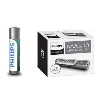 PHILIPS AAA x4  ALKALINE LR03I10C/ 10szt INDUSTRIAL BATERIA ALKALICZNA