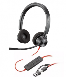 Poly Blackwire 3320-M Stereo USB-C HS +USB-C/A 8X220AA Zestaw słuchawkowy