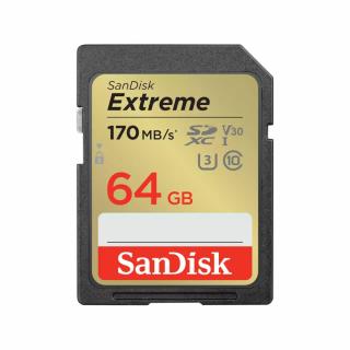 SANDISK SDSDXV2-064G-GNCIN KARTA SANDISK EXTREME SDXC 64GB 170/80 MB/s C10 V30 UHS-I U3