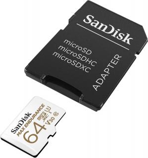 SANDISK SDSQQVR-064G-GN6IA KARTA SANDISK MAX ENDURANCE (rejestratory i monitoring) microSDXC 64GB z adapterem