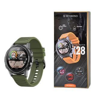 ZEGAREK SPORTOWY SMARTWATCH SENBONO X28 ZIELONY Full HD 360x360, POMIAR SpO2, METALOWA KOPERTA