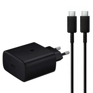 ZESTAW LITTE ŁADOWARKA SIECIOWA 45W PD TYP-C SINGLE (22) + KABEL USB TYP-C DO TYP-C 5A 100W ECONOMY USB3.0  PD USB-C CZARNA