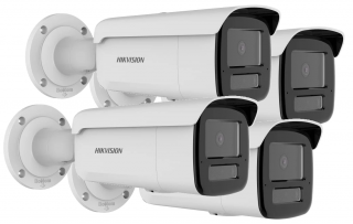 4x Kamera IP Hikvision 2Mpx DS-2CD2T23G2-4LI IR80 AcuSense PoE Zewnętrzna