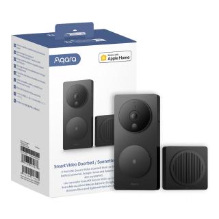 Aqara Smart Video Doorbell G4 Czarny | Wideodomofon | Dzwonek do drzwi, Kamera monitoring, Apple Homekit, 6x bateria AA LR6, kamera 1080p, Wi-Fi