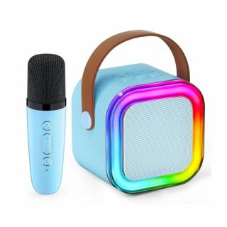 Extralink Kids Mini Karaoke LED Speaker 1x Mic Niebieski | Zestaw do Karaoke | głośnik, 1x mikrofon, Bluetooth, AUX, slot na karty pamięci,...