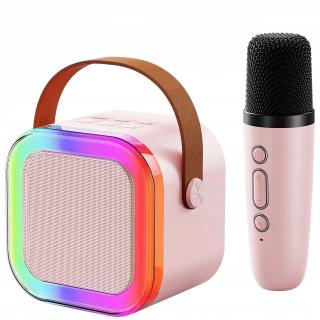 Extralink Kids Mini Karaoke LED Speaker 1x Mic Różowy | Zestaw do Karaoke | głośnik, 1x mikrofon, Bluetooth, AUX, slot na karty pamięci, oświetlenie...