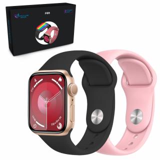 Extralink Lifestyle Smartwatch F89 | Smartband | Złoty + różowa/czarna opaska