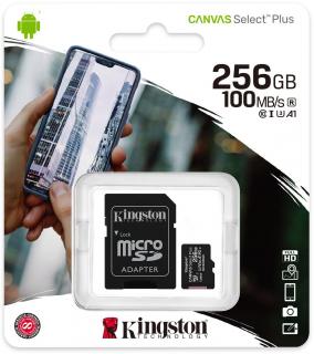 Karta pamięci Kingston Canvas Select Plus 256GB 100MB microSDXC CL10 UHS-I Card + SD Adapter