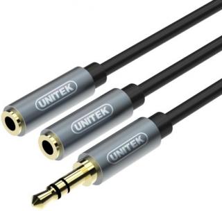 Przejściówka Unitek Y-C956ABK miniJack 3,5mm (M) - 2x 3,5mm (F)