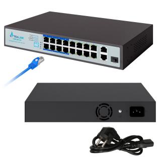 Switch PoE Extralink VIRTUS V3 16x 100Mb/s PoE/PoE+ 2x Gigabit 1xSFP 150W