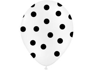 Balon 30cm biały w czarne kropki -1 szt