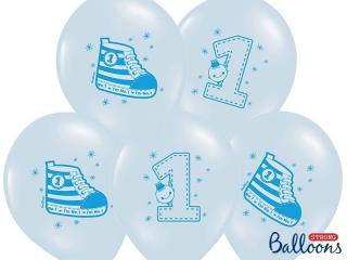 Balon 30cm błękitny Trampek - Number 1 - 1 szt