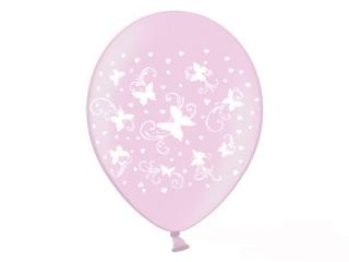 Balon 30cm różowy - Motylki -1 szt