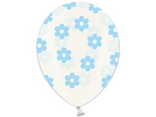 Balon 30cm w błękitne Kwiatki - 1 szt.