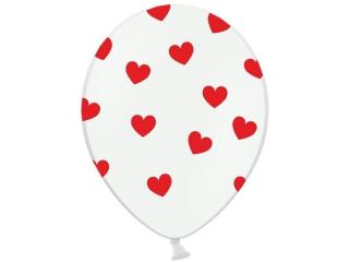 Balon 30cm w czerwone serduszka - 1 szt