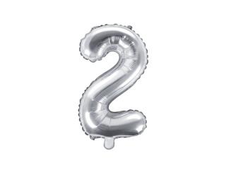 Balon foliowy Cyfra ""2"", 35cm, srebrny